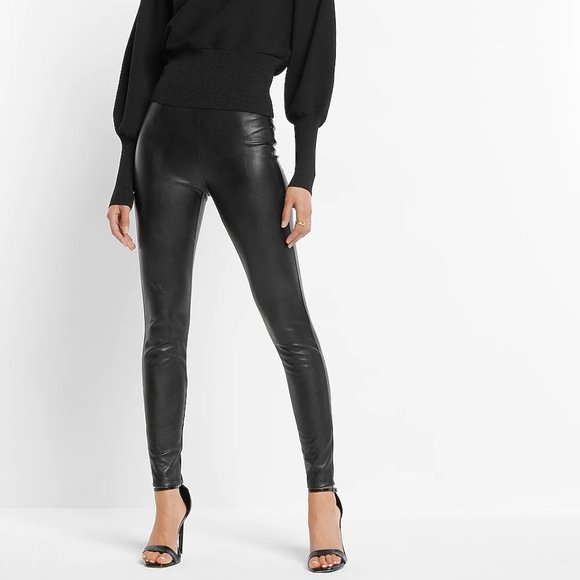 NWT Express High-Waisted Faux Leather Leggings / Pants - Black - Size Small - Picture 1 of 5